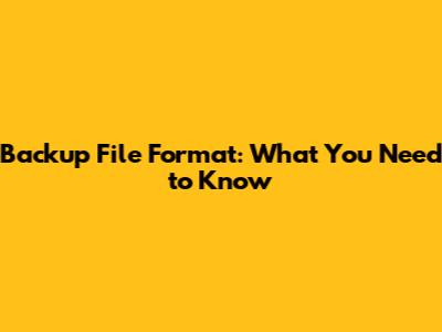 Backup File Format: What You Need to Know