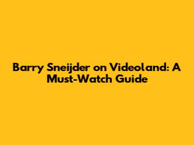 Barry Sneijder on Videoland: A Must-Watch Guide