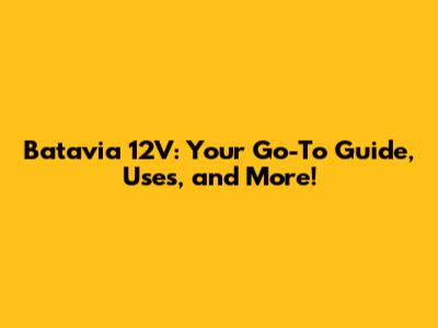 Batavia 12V: Your Go-To Guide, Uses, and More!