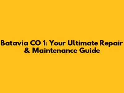 Batavia CO 1: Your Ultimate Repair & Maintenance Guide