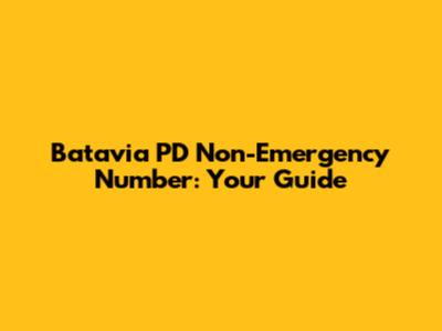 Batavia PD Non-Emergency Number: Your Guide