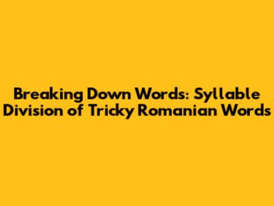 Breaking Down Words: Syllable Division of Tricky Romanian Words