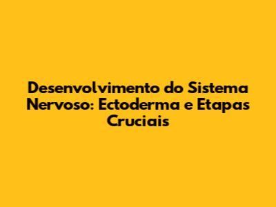 Desenvolvimento do Sistema Nervoso: Ectoderma e Etapas Cruciais