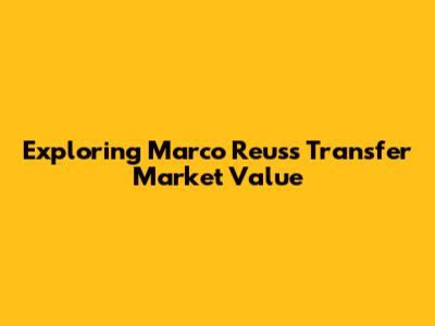 Exploring Marco Reus's Transfer Market Value