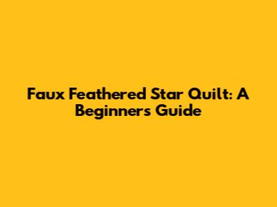 Faux Feathered Star Quilt: A Beginner's Guide