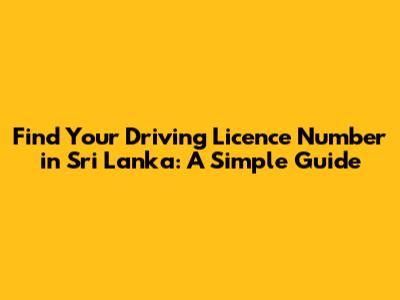 Find Your Driving Licence Number in Sri Lanka: A Simple Guide