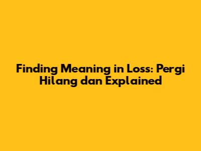 Finding Meaning in Loss: 'Pergi Hilang dan' Explained