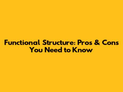 Functional Structure: Pros & Cons You Need to Know