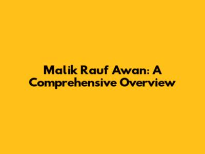 Malik Rauf Awan: A Comprehensive Overview