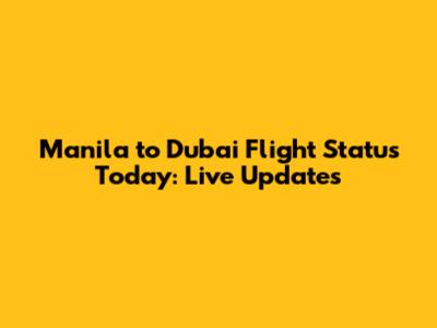 Manila to Dubai Flight Status Today: Live Updates