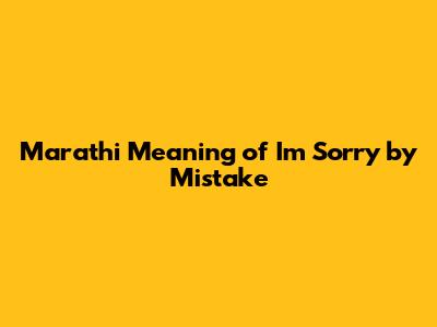 Marathi Meaning of "I'm Sorry by Mistake"