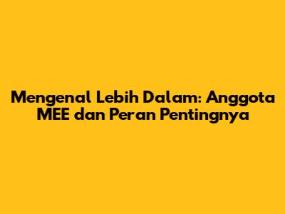Mengenal Lebih Dalam: Anggota MEE dan Peran Pentingnya