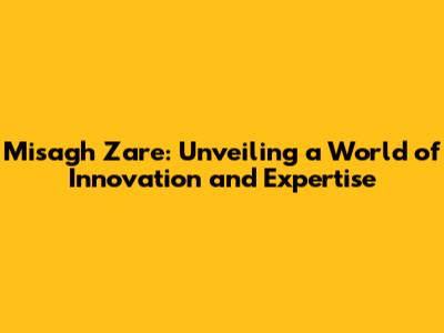 Misagh Zare: Unveiling a World of Innovation and Expertise