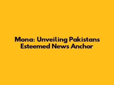 Mona: Unveiling Pakistan's Esteemed News Anchor
