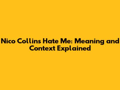 Nico Collins' 'Hate Me': Meaning and Context Explained