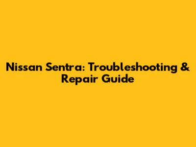 Nissan Sentra: Troubleshooting & Repair Guide