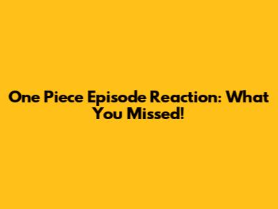 One Piece Episode Reaction: What You Missed!