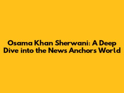 Osama Khan Sherwani: A Deep Dive into the News Anchor's World