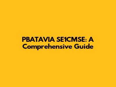 PBATAVIA SE1CMSE: A Comprehensive Guide