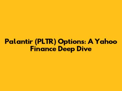 Palantir (PLTR) Options: A Yahoo Finance Deep Dive