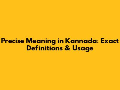 Precise Meaning in Kannada: Exact Definitions & Usage