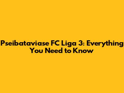 Pseibataviase FC Liga 3: Everything You Need to Know