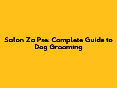 Salon Za Pse: Complete Guide to Dog Grooming