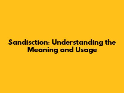 Sandisction: Understanding the Meaning and Usage