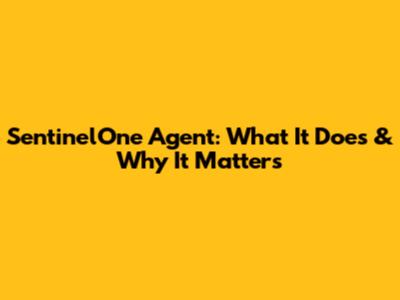 SentinelOne Agent: What It Does & Why It Matters