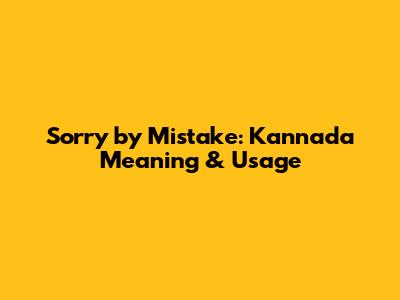 Sorry by Mistake: Kannada Meaning & Usage