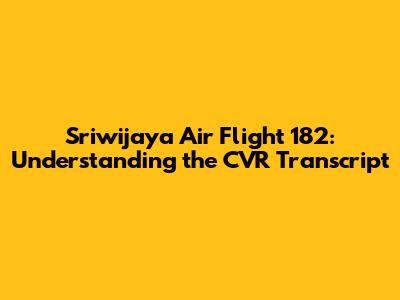 Sriwijaya Air Flight 182: Understanding the CVR Transcript