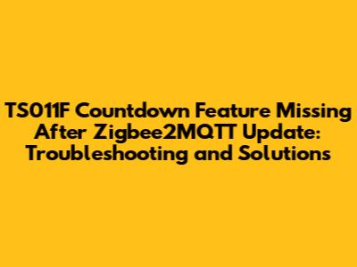 TS011F Countdown Feature Missing After Zigbee2MQTT Update: Troubleshooting and Solutions