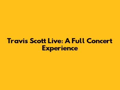 Travis Scott Live: A Full Concert Experience