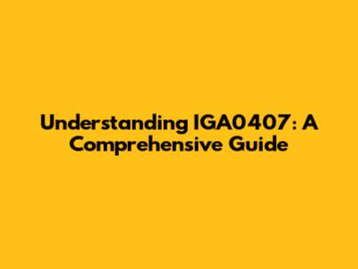 Understanding IGA0407: A Comprehensive Guide