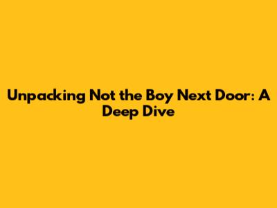 Unpacking "Not the Boy Next Door": A Deep Dive