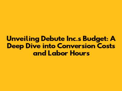 Unveiling Debute Inc.'s Budget: A Deep Dive into Conversion Costs and Labor Hours