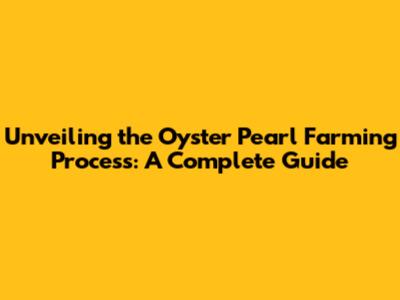 Unveiling the Oyster Pearl Farming Process: A Complete Guide